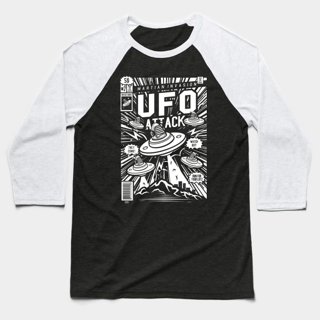 UFO Attack Baseball T-Shirt by TeeGo